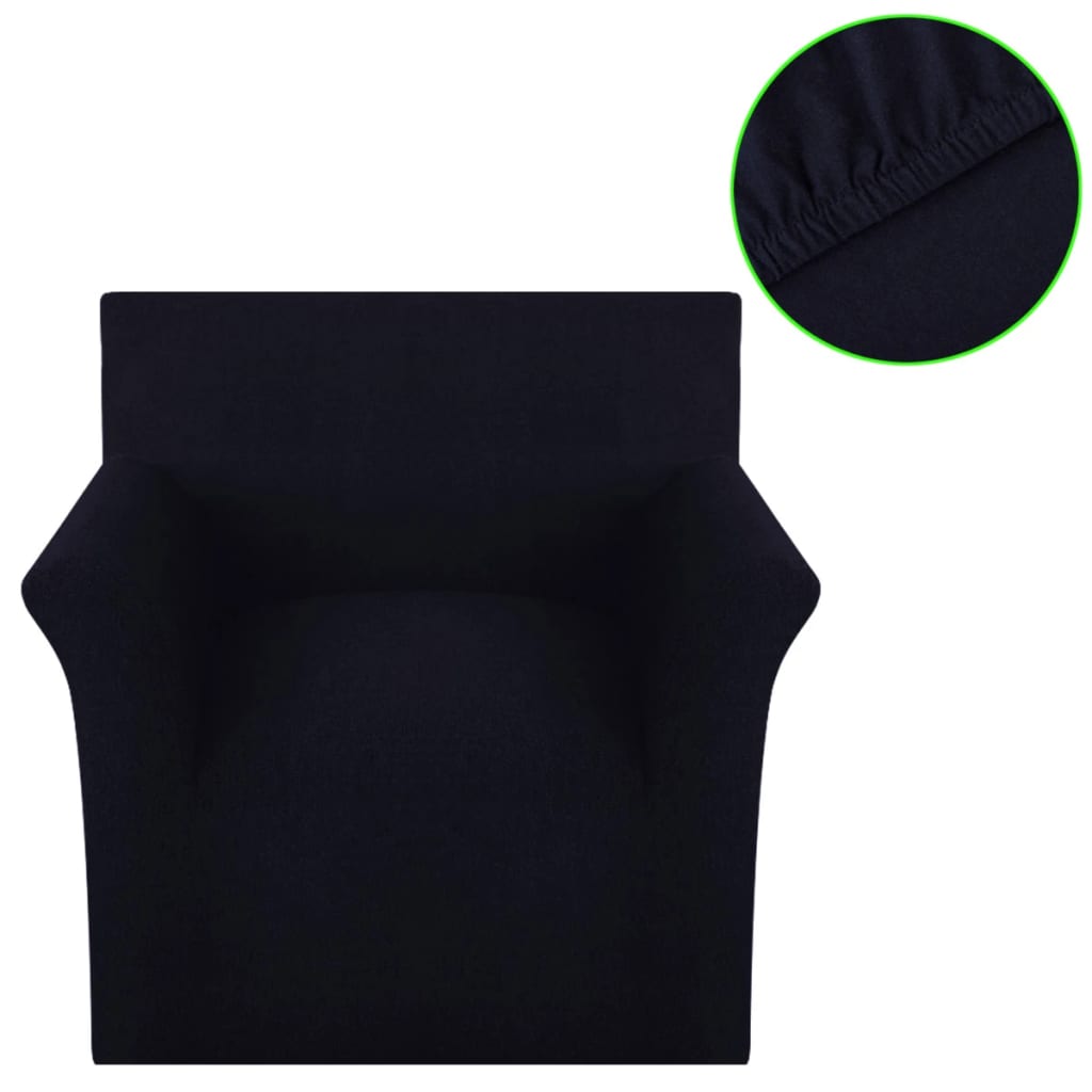 vidaXL Capa de sofá elástica de jersey de algodão, preto