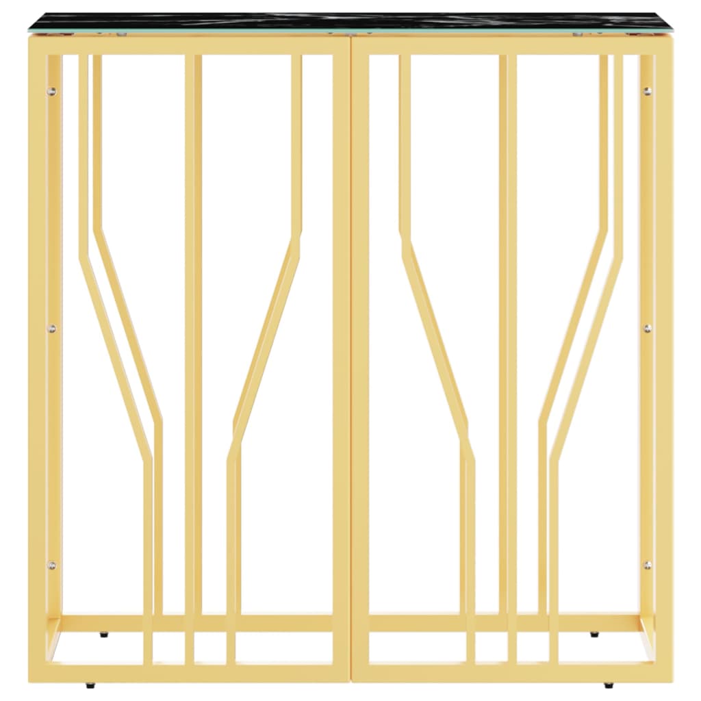 vidaXL Mesa consola 70x30x70 cm aço inoxidável e vidro dourado