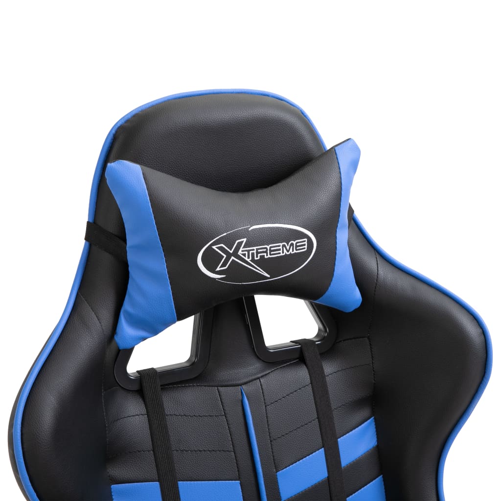 vidaXL Cadeira de gaming couro artificial azul