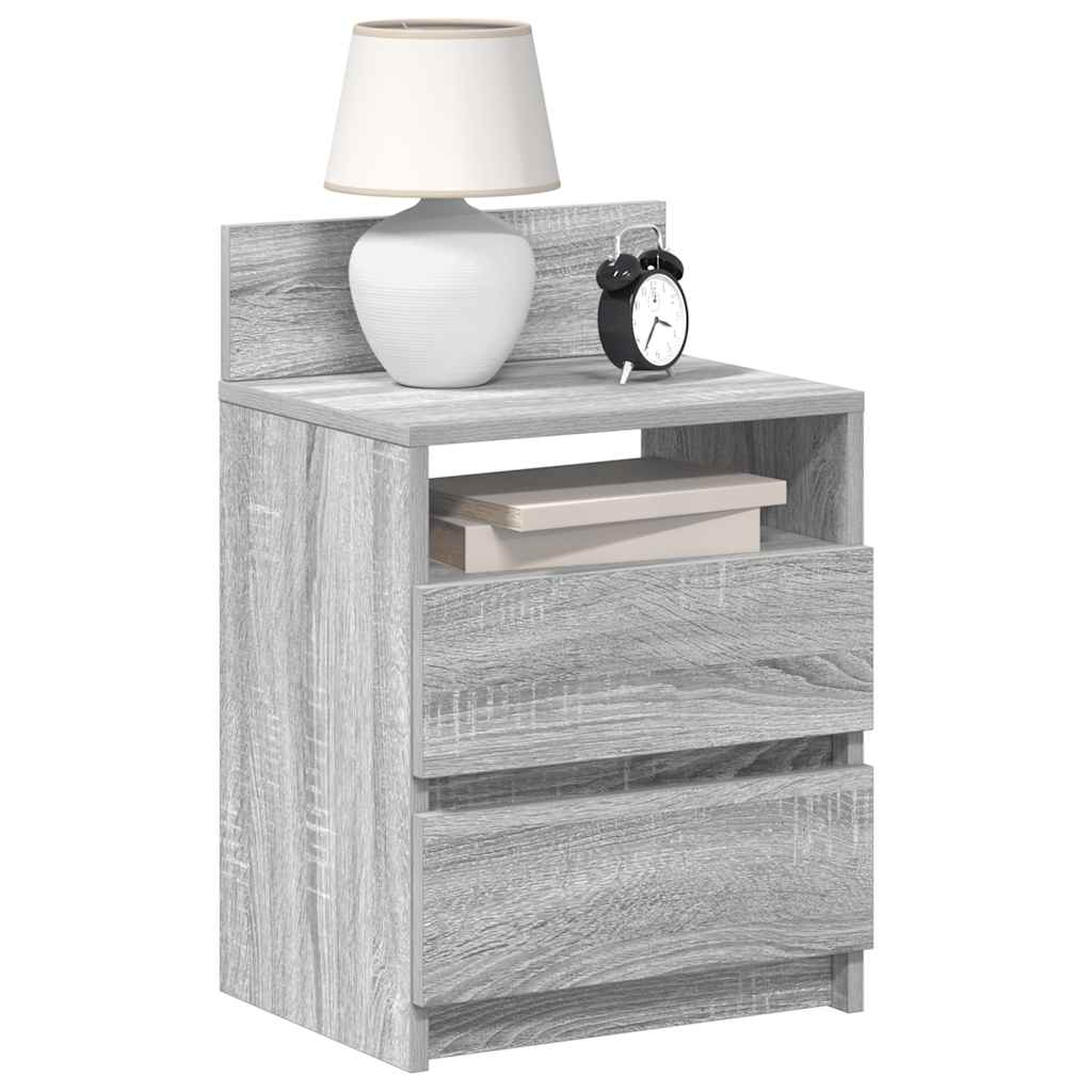vidaXL Mesas de cabeceira 2pcs com 2gavetas 40x33x60cm cinzento sonoma