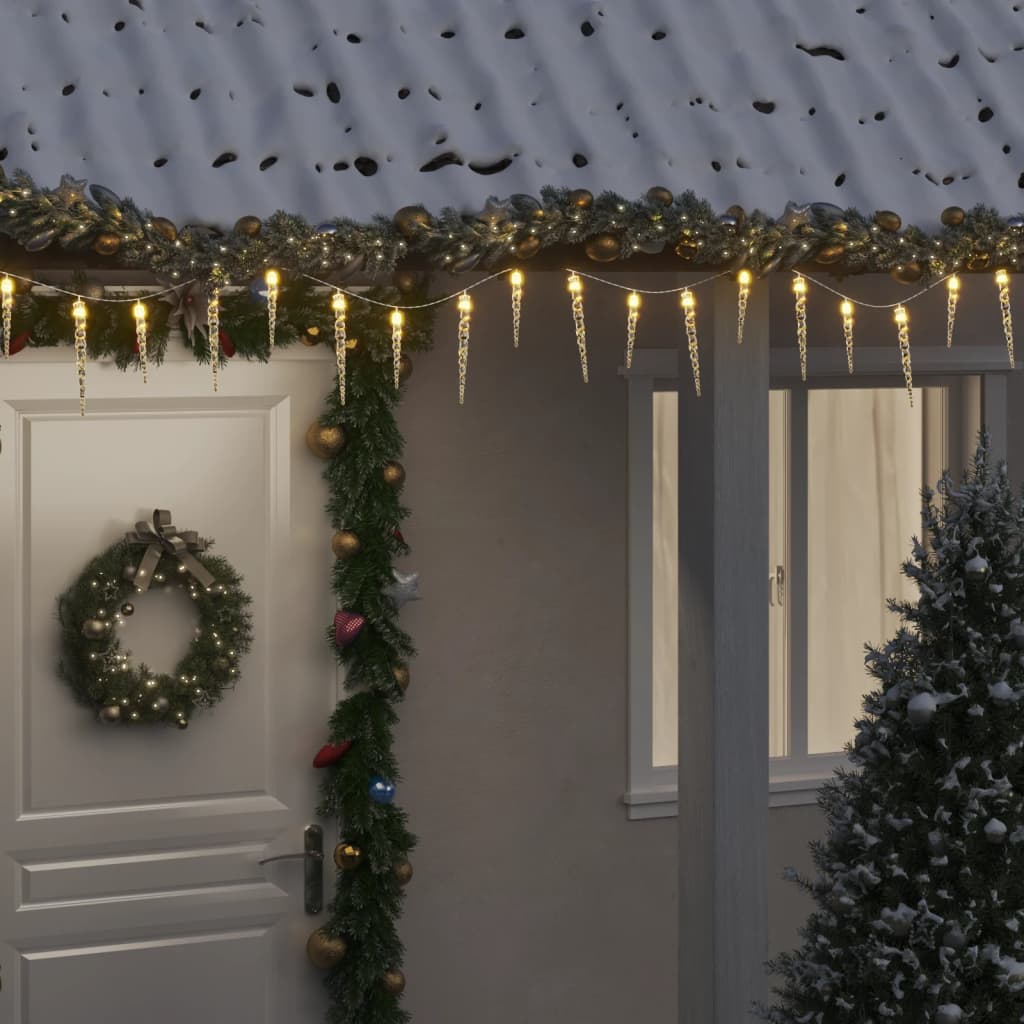 vidaXL Luz de Natal pingente de gelo 100 luzes LED 10m acrílico branco