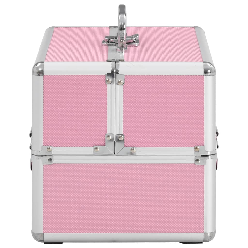 vidaXL Caixa de maquilhagem 22x30x21 cm alumínio rosa