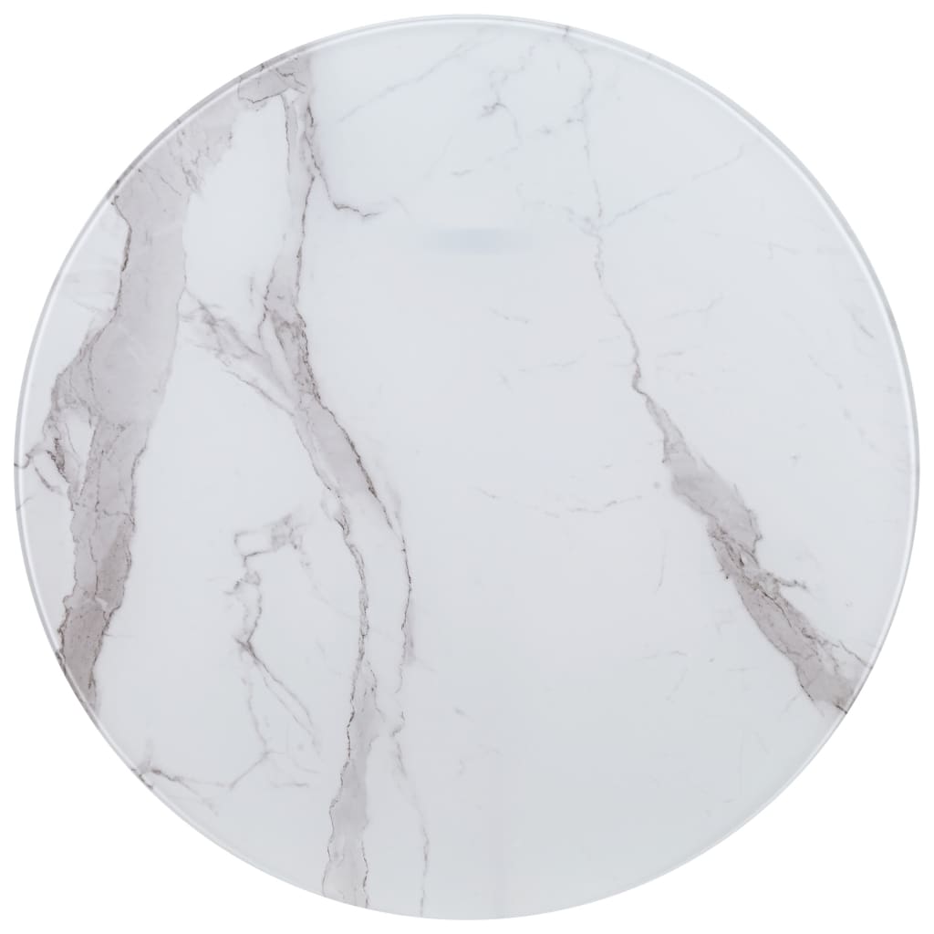 vidaXL Tampo de mesa Ø80 cm vidro com textura de mármore branco