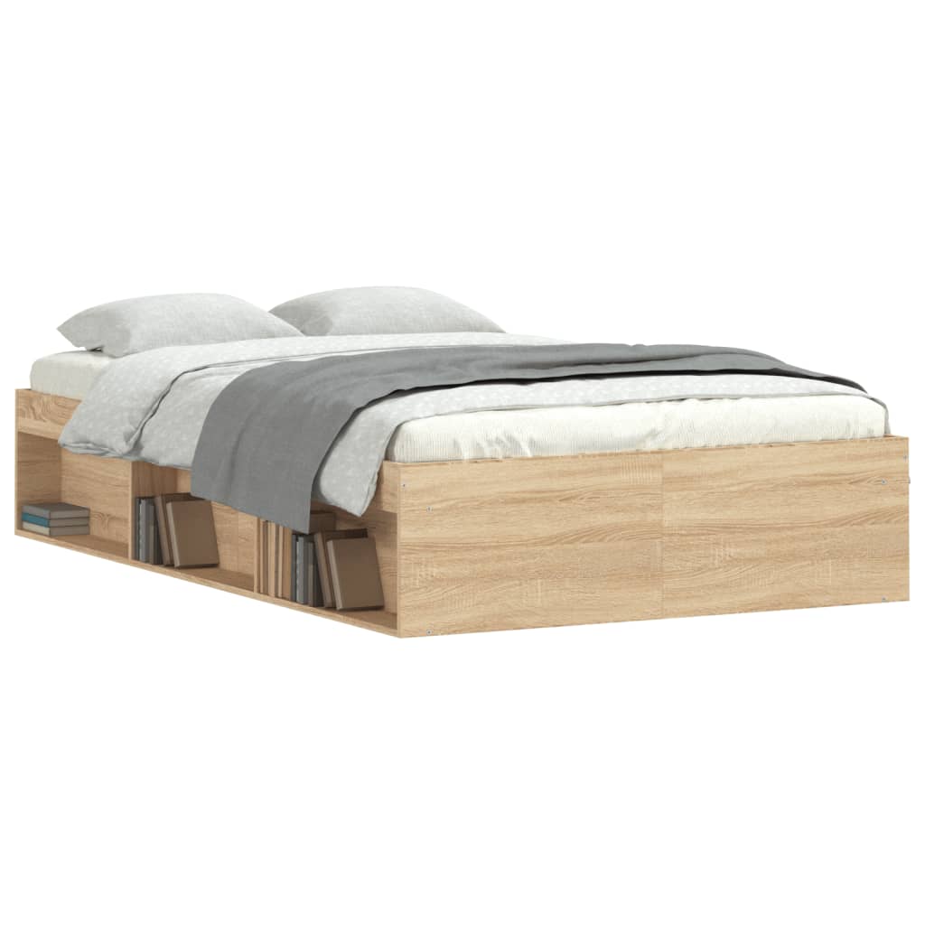 vidaXL Estrutura de cama de casal pequena 120x190 cm carvalho sonoma