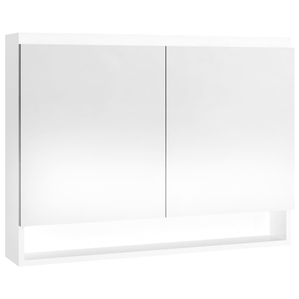 vidaXL Armário espelhado p/ casa banho 80x15x60cm MDF branco brilhante