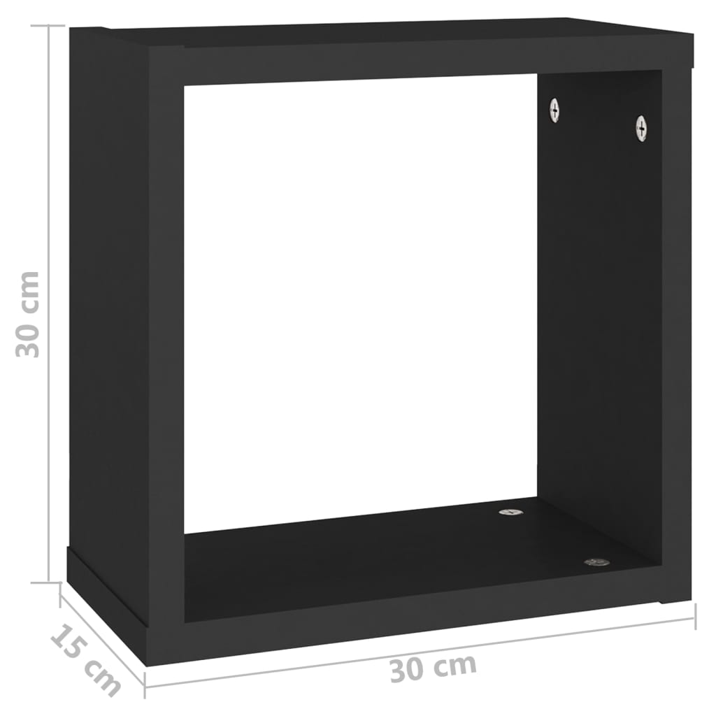 vidaXL Prateleiras de parede em forma de cubo 6 pcs 30x15x30 cm preto