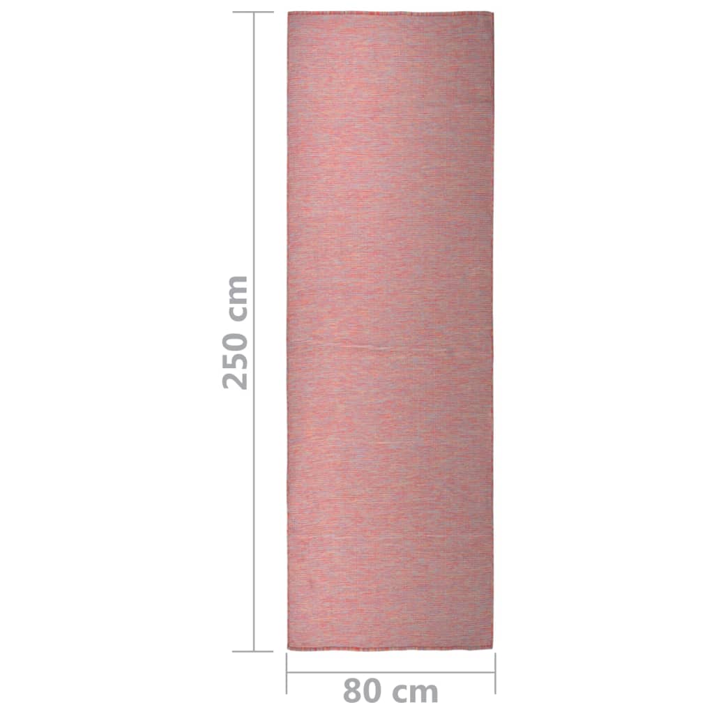 vidaXL Tapete de tecido plano para exterior 80x250 cm vermelho