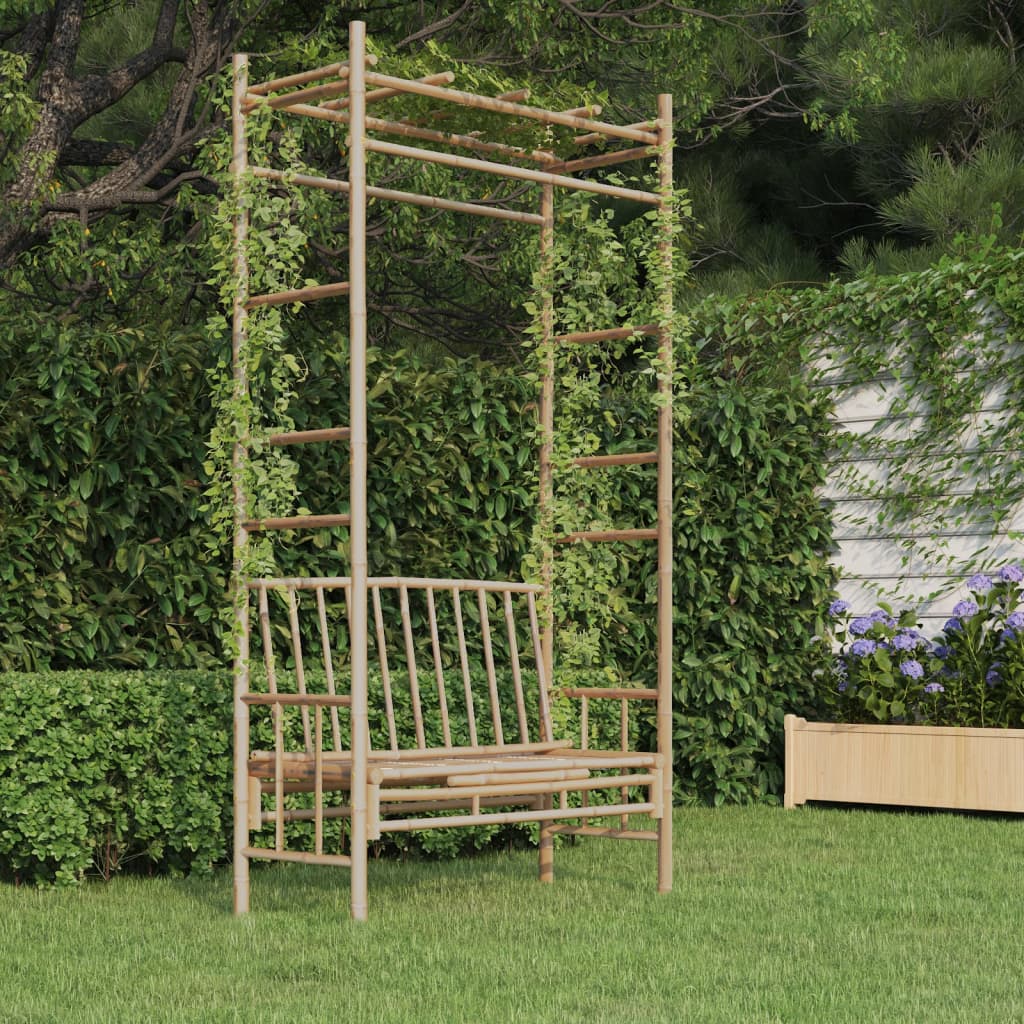 vidaXL Banco de jardim com pérgola 116 cm bambu