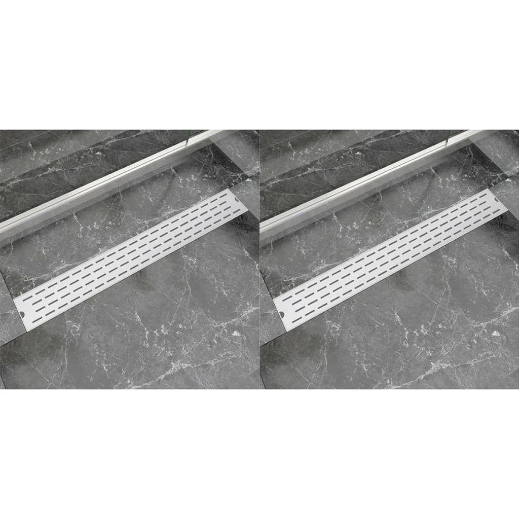 VidaXL Dreno de chuveiro linear 2 pcs linhas 830x140 mm aço inoxidável
