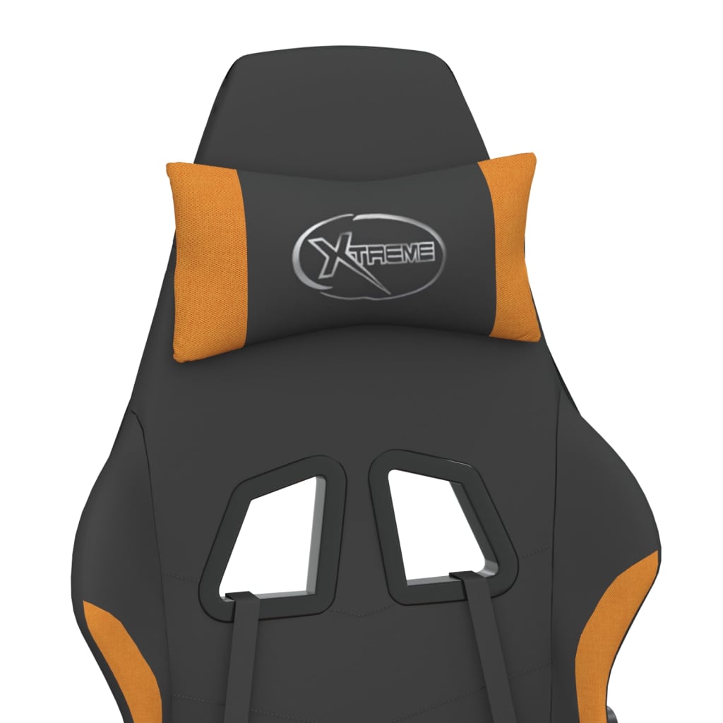 vidaxL Cadeira de gaming com apoio para os pés tecido preto e laranja