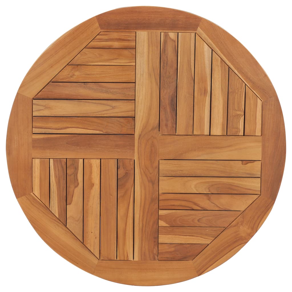 vidaXL Tampo de mesa redondo 2,5 cm 80 cm madeira de teca maciça
