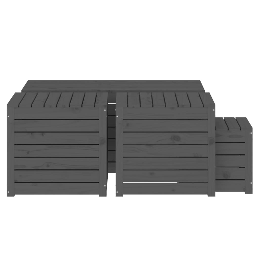 vidaXL 4 pcs conjunto de caixas de jardim pinho maciço cinzento