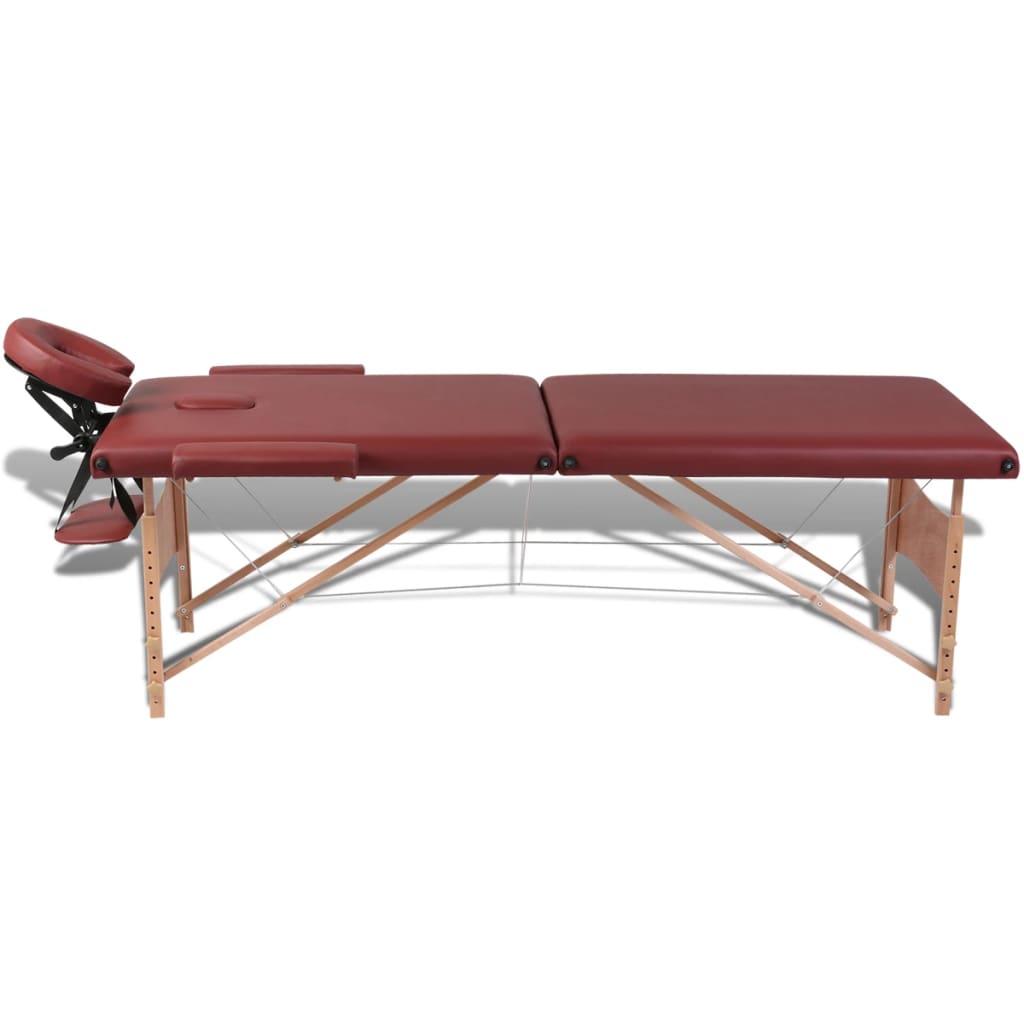 Mesa de massagem, dobrável, em vermelho, com 2 zonas