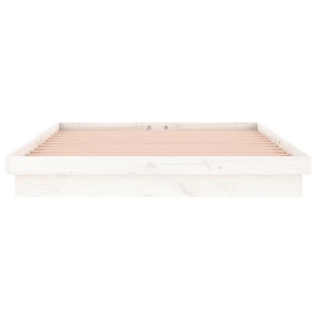 vidaXL Estrutura cama super king c/LED 180x200cm madeira maciça branco