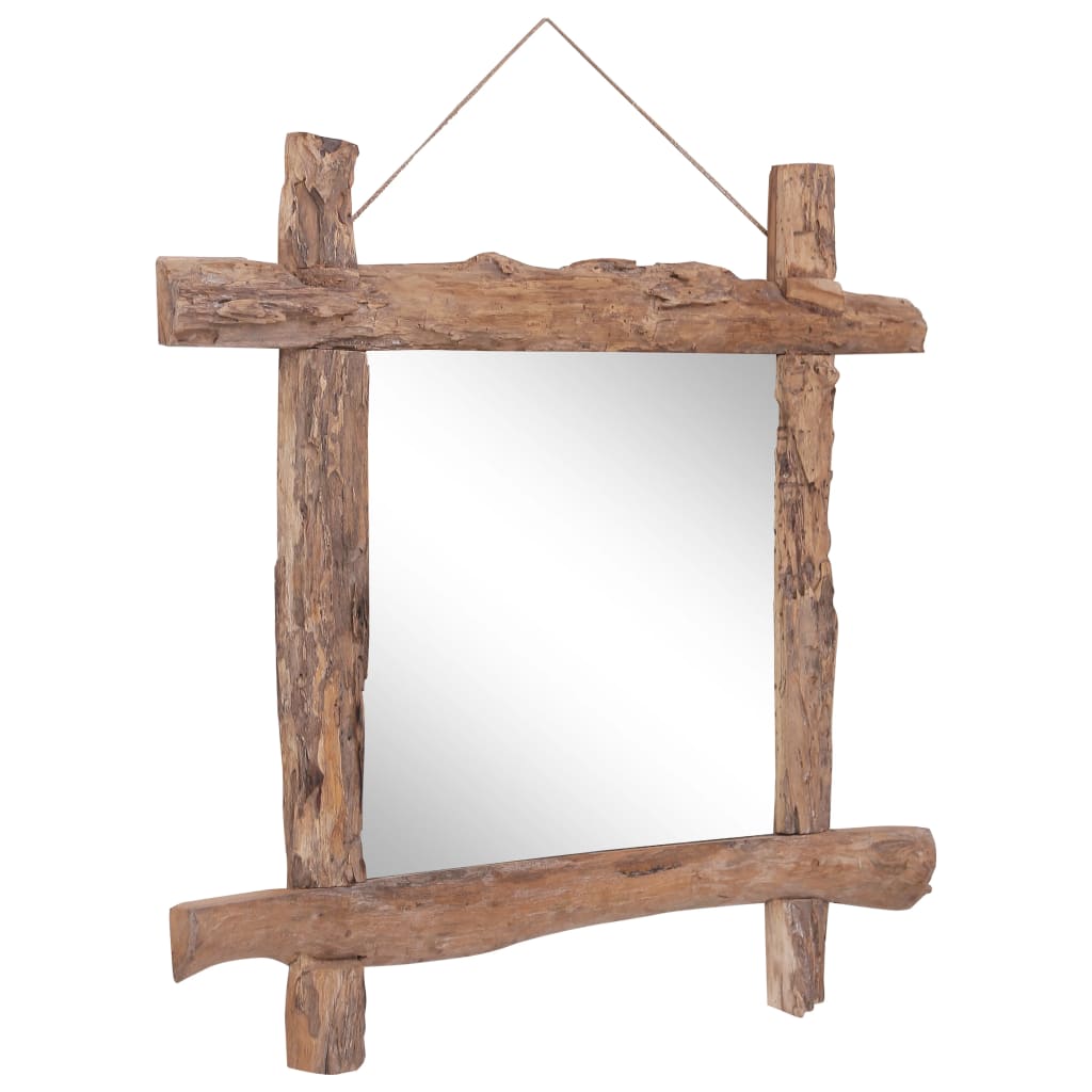 vidaXL Espelho de troncos 70x70 cm madeira recuperada maciça natural