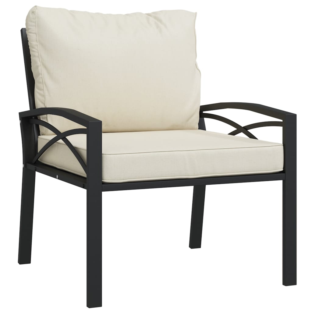 vidaXL Cadeira de jardim com almofadões cor areia 68x76x79 cm aço