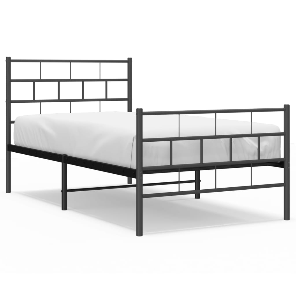 vidaXL Estrutura de cama com cabeceira e pés 100x190 cm metal preto