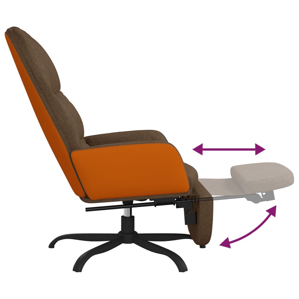 vidaXL Cadeira de descanso com apoio de pés tecido castanho