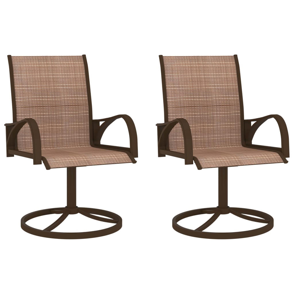 vidaXL Cadeiras de jardim giratórias 2 pcs textilene e aço castanho