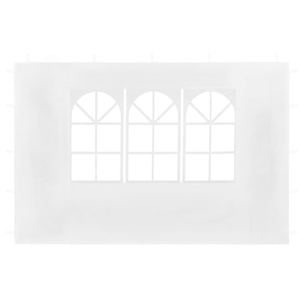 vidaXL Paredes laterais com janela p/ tenda de festas 2 pcs branco