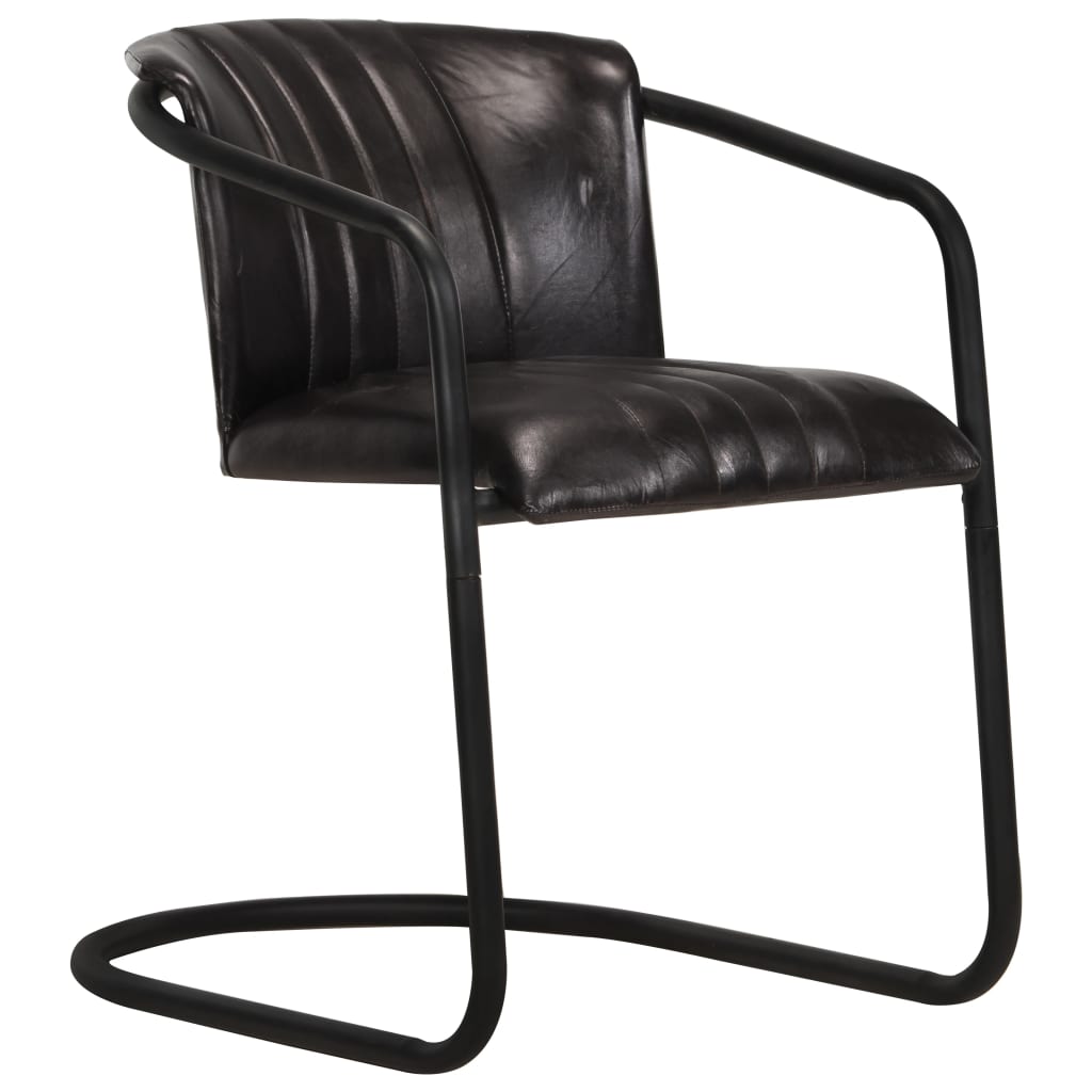 vidaXL Cadeiras de jantar 2 pcs couro genuíno preto