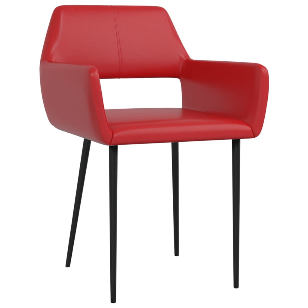 vidaXL Cadeiras de jantar 6 pcs couro artificial vermelho-tinto