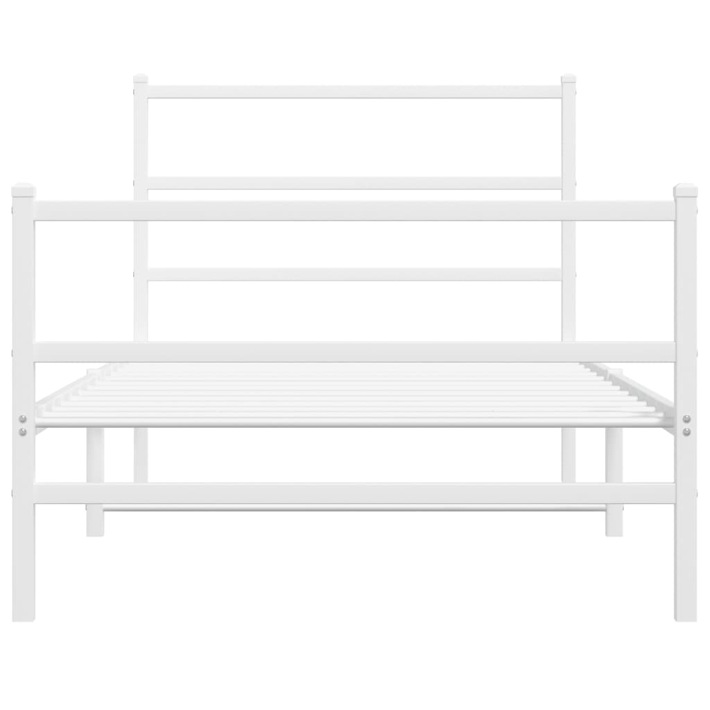 vidaXL Estrutura de cama com cabeceira e pés 100x200 cm metal branco