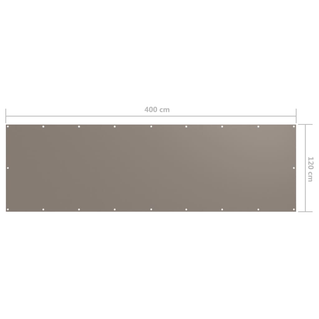 vidaXL Tela de varanda 120x400 cm tecido Oxford cinzento-acastanhado