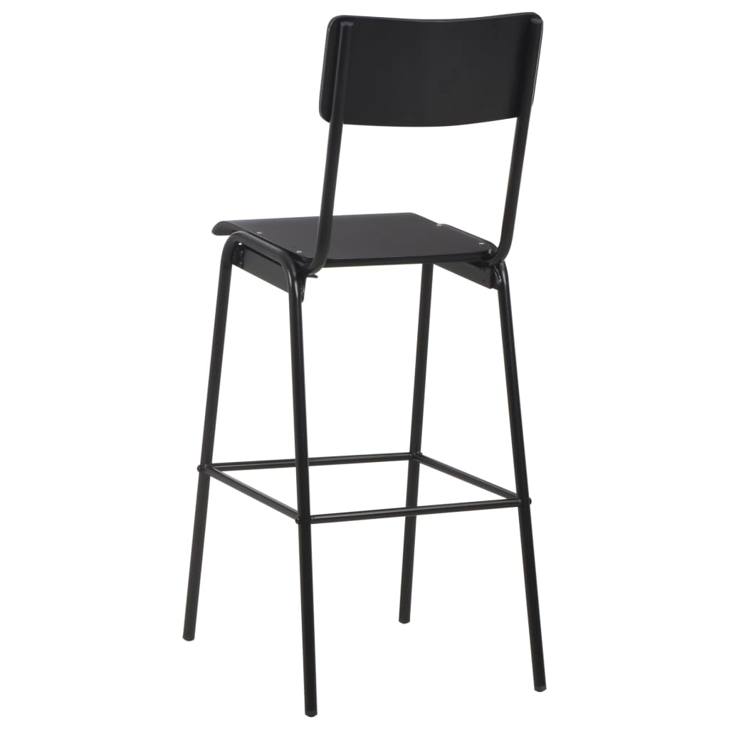 vidaXL Cadeiras de bar 2 pcs contraplacado maciço e aço preto