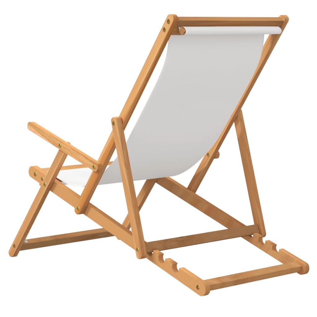 vidaXL Cadeira de praia dobrável madeira de teca maciça cor creme