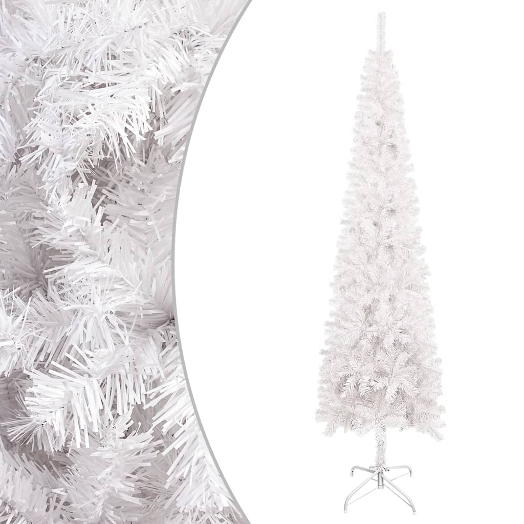 vidaXL Árvore de Natal pré-iluminada fina com bolas 180 cm branco