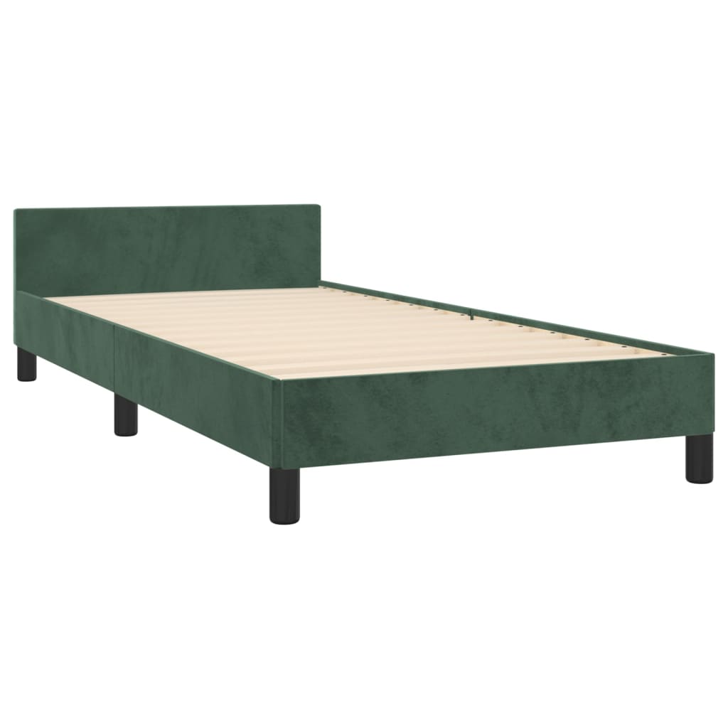 vidaXL Estrutura de cama c/ cabeceira 80x200 cm veludo verde-escuro