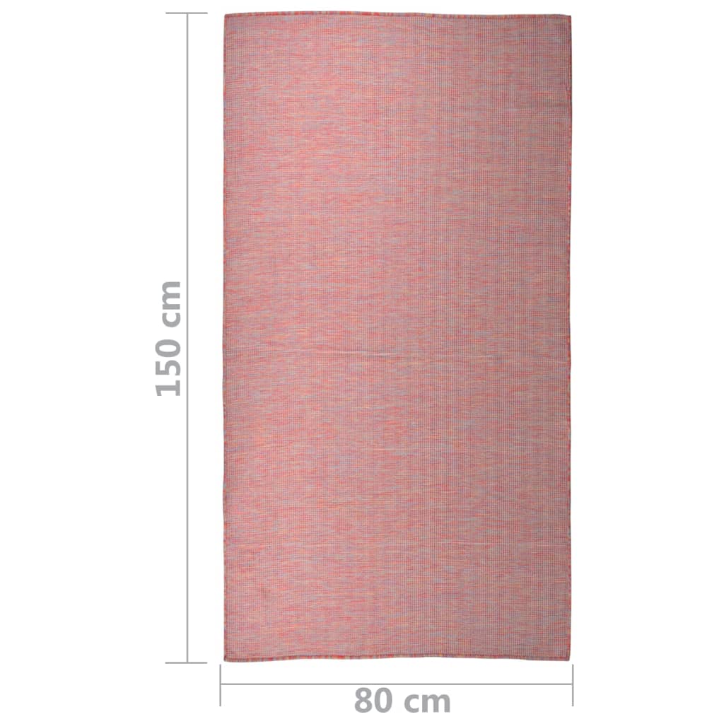 vidaXL Tapete de tecido plano para exterior 80x150 cm vermelho