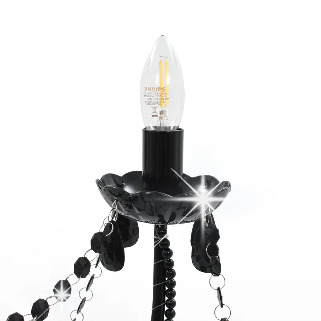 vidaXL Lustre com contas lâmpadas 8 x E14 preto