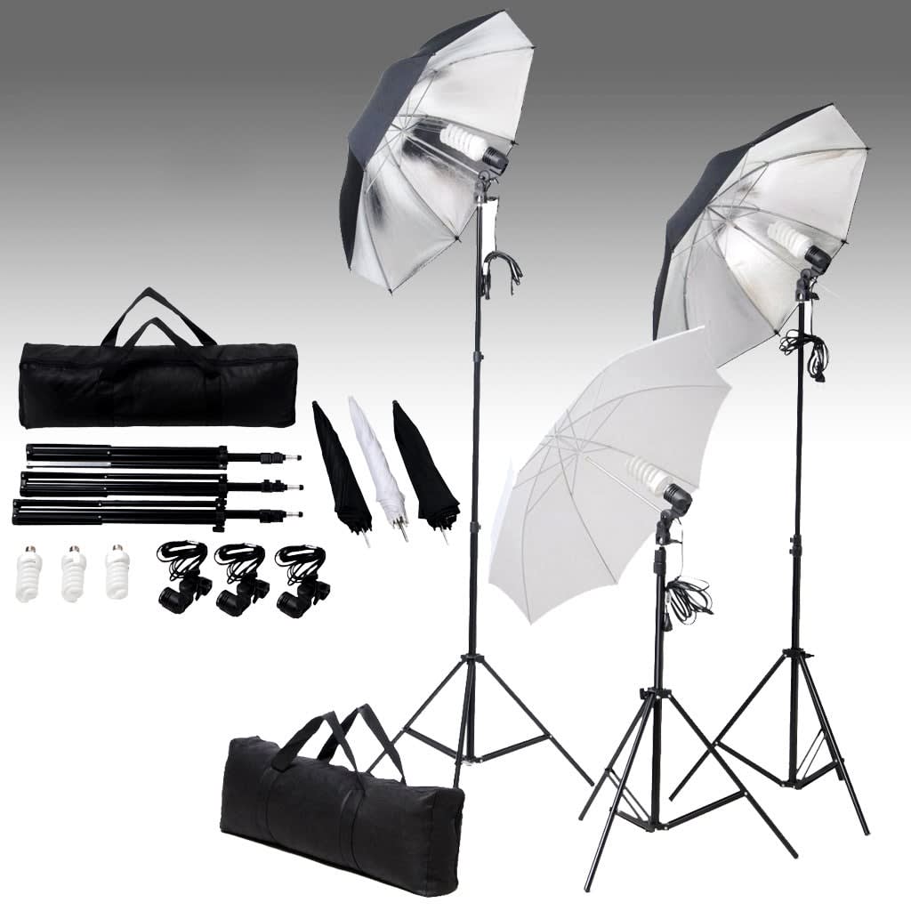 vidaXL Kit de estúdio fotográfico com fundo e conjunto de iluminação