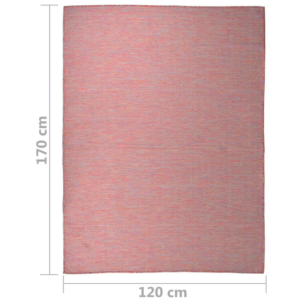 vidaXL Tapete de tecido plano para exterior 120x170 cm vermelho