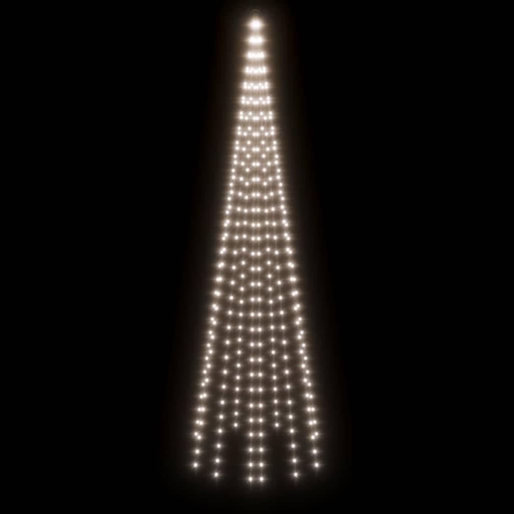 vidaXL Árvore de Natal mastro de bandeira 310 LEDs 300 cm branco frio