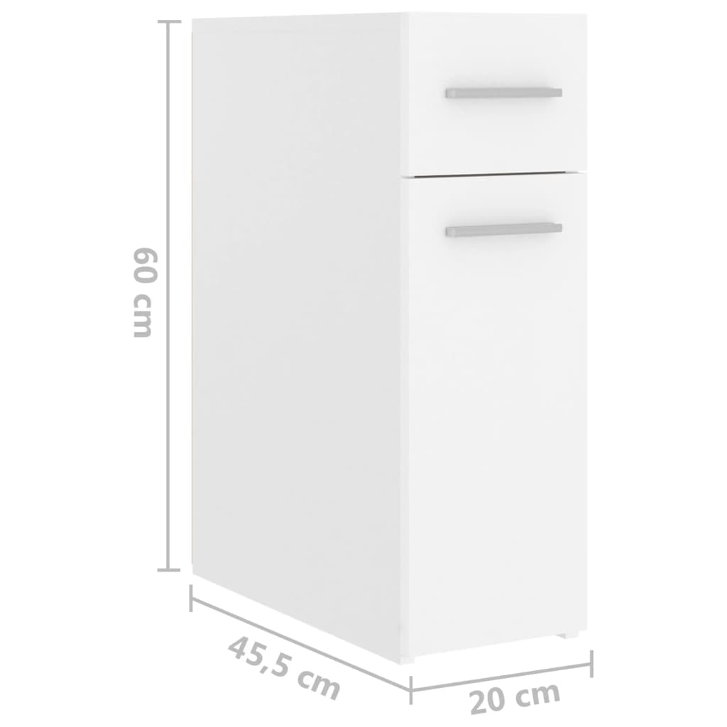 vidaXL Armário boticário 20x45,5x60 cm contraplacado branco