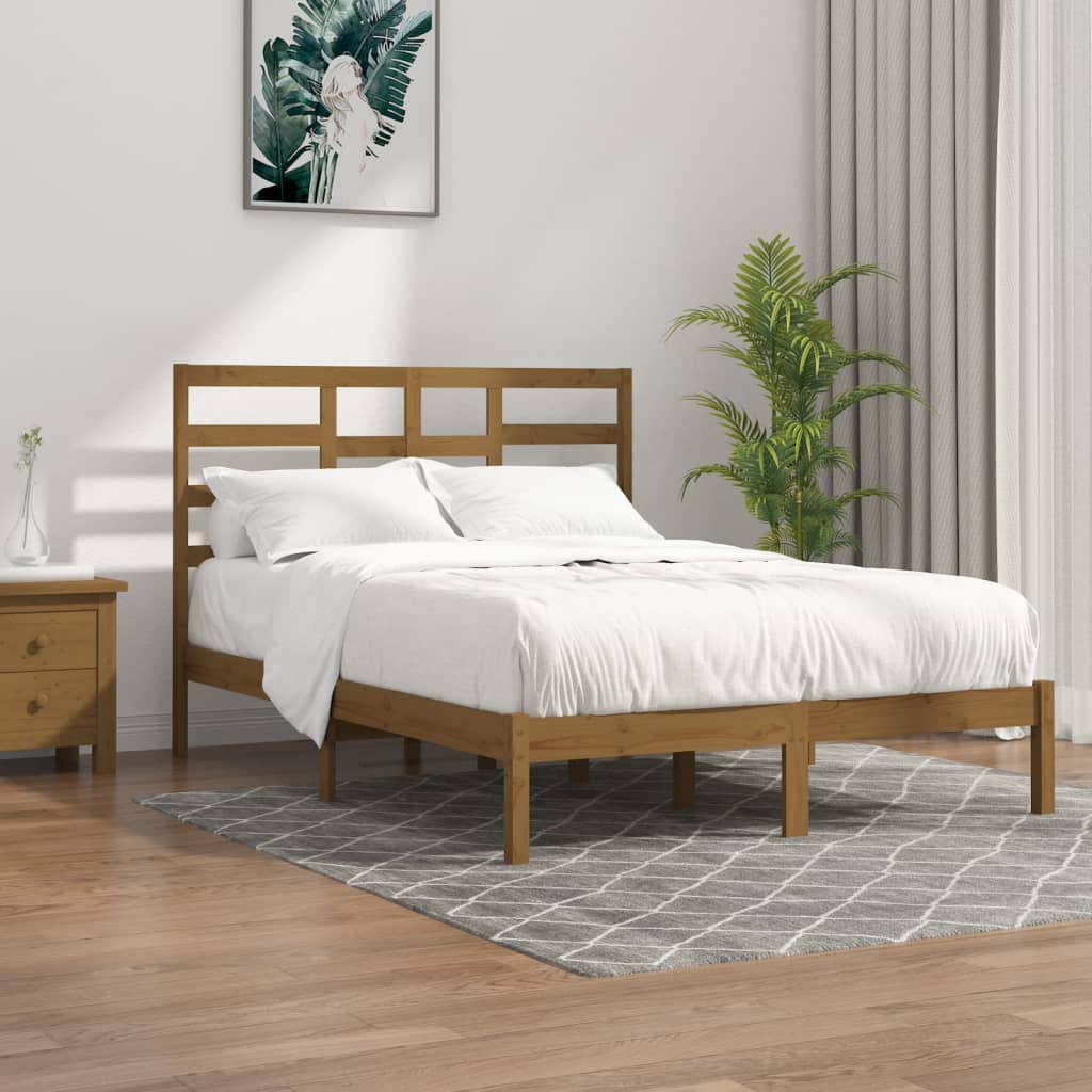 vidaXL Estrutura de cama 140x200 cm madeira maciça castanho-mel