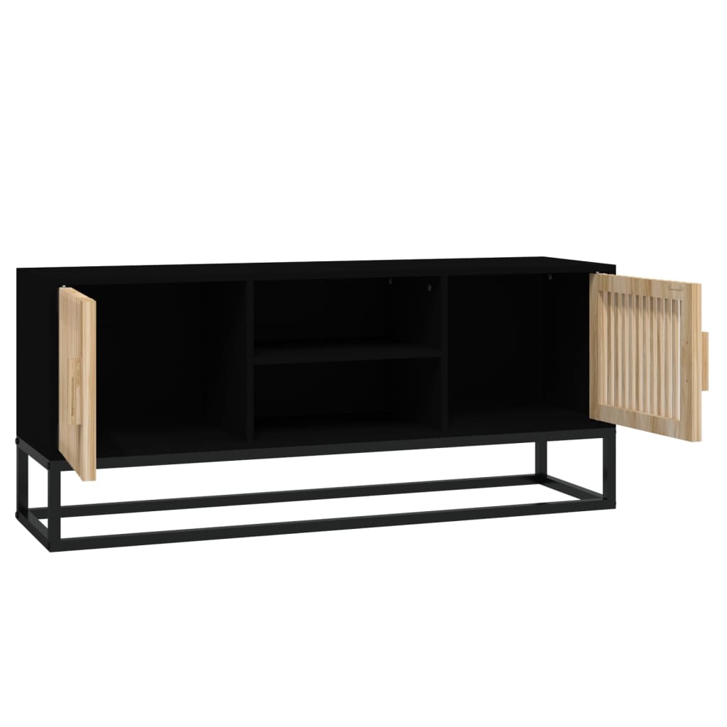 vidaXL Móvel de TV 105x30x45 cm derivados de madeira e ferro preto