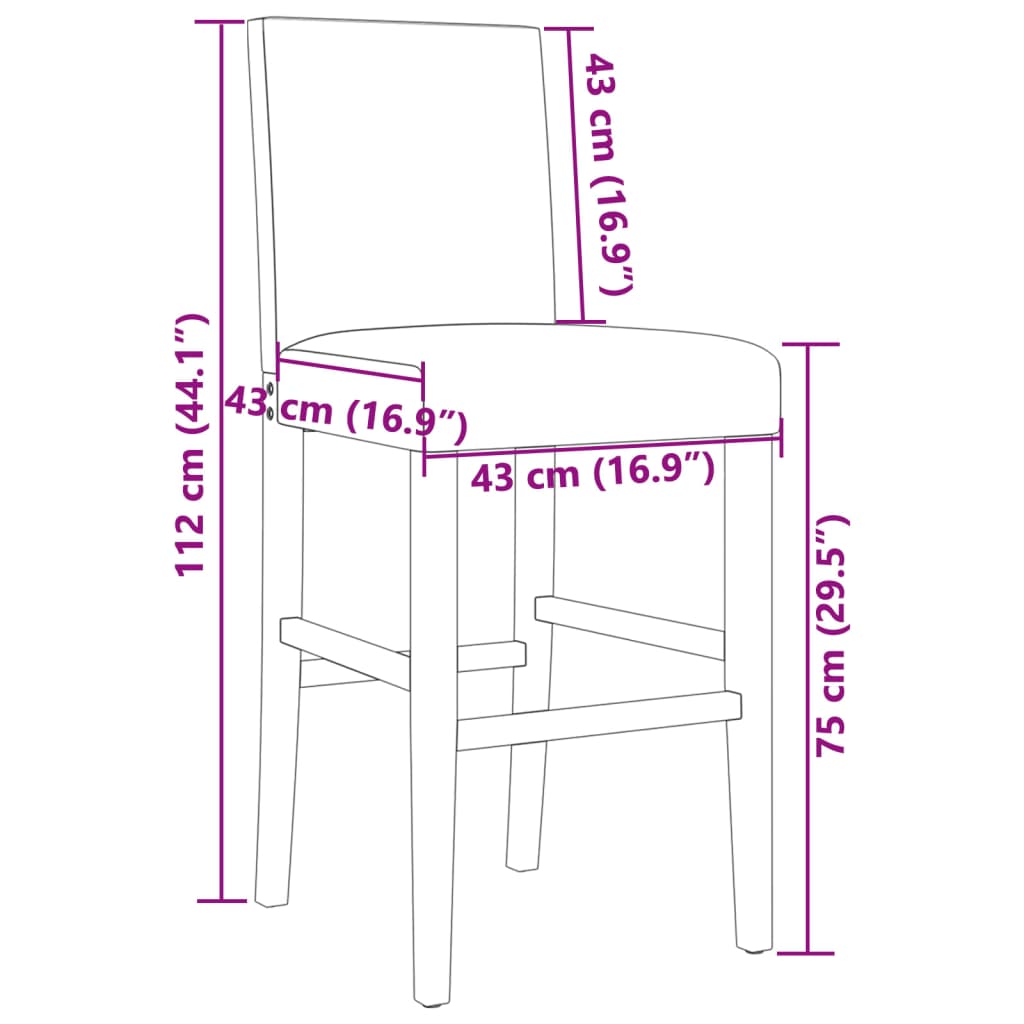 vidaXL Cadeiras de bar 2 pcs seringueira maciça e couro artificial
