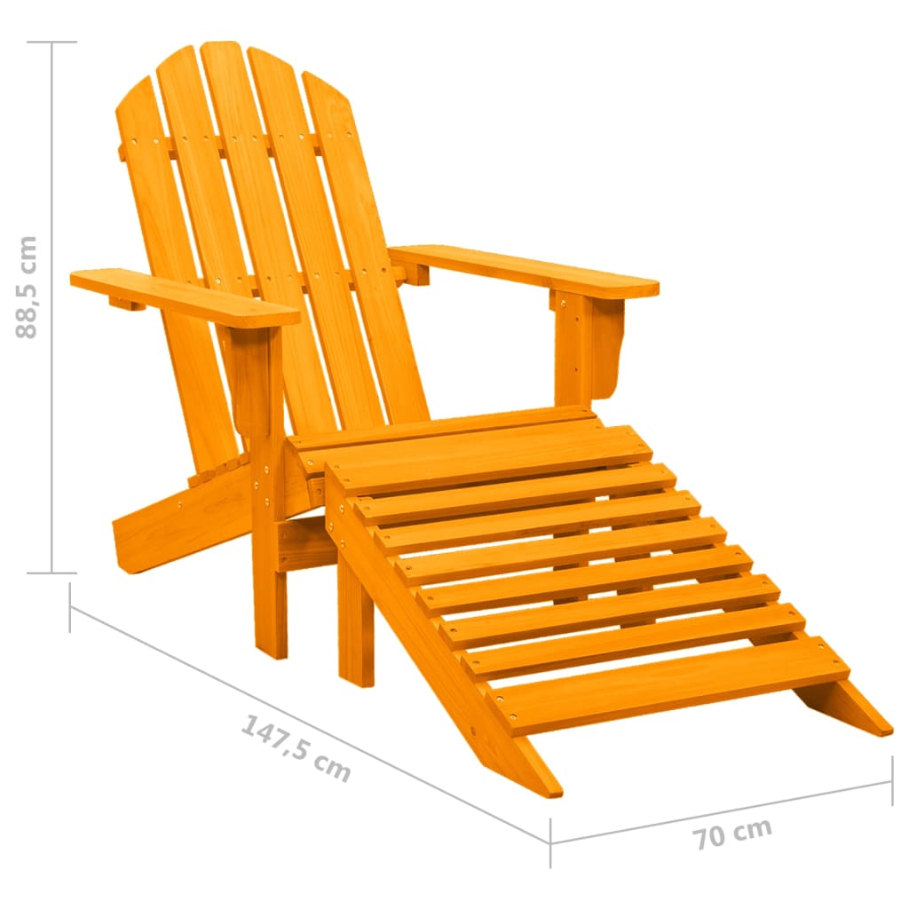 vidaXL Cadeira Adirondack p/ jardim com otomano abeto maciço laranja