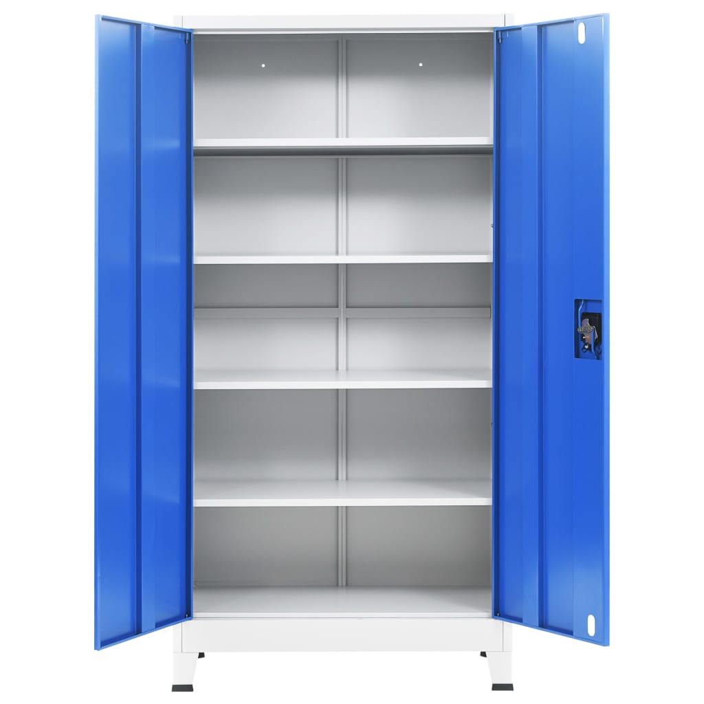 vidaXL Armário de escritório 90x40x180 cm metal cinzento e azul