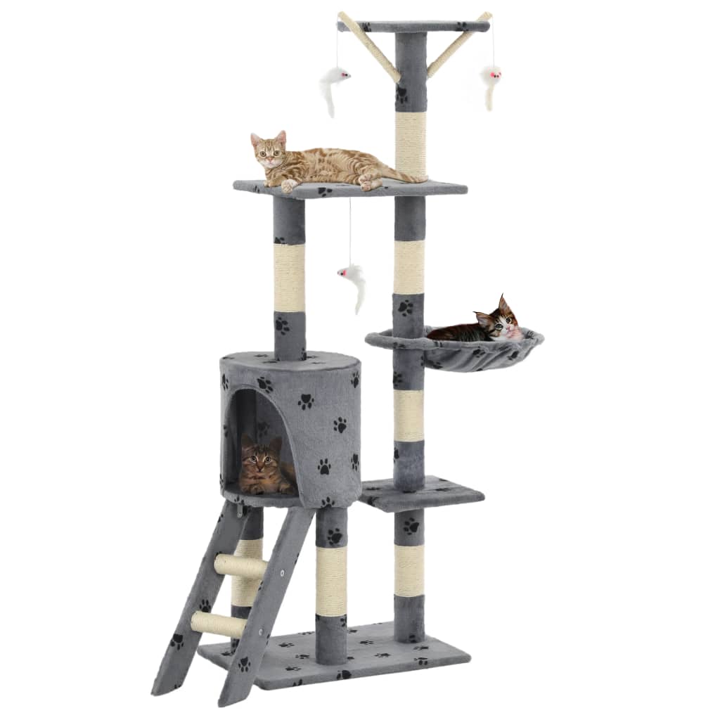 vidaXL Árvore para gatos c/postes arranhadores sisal 138 cm cinzento