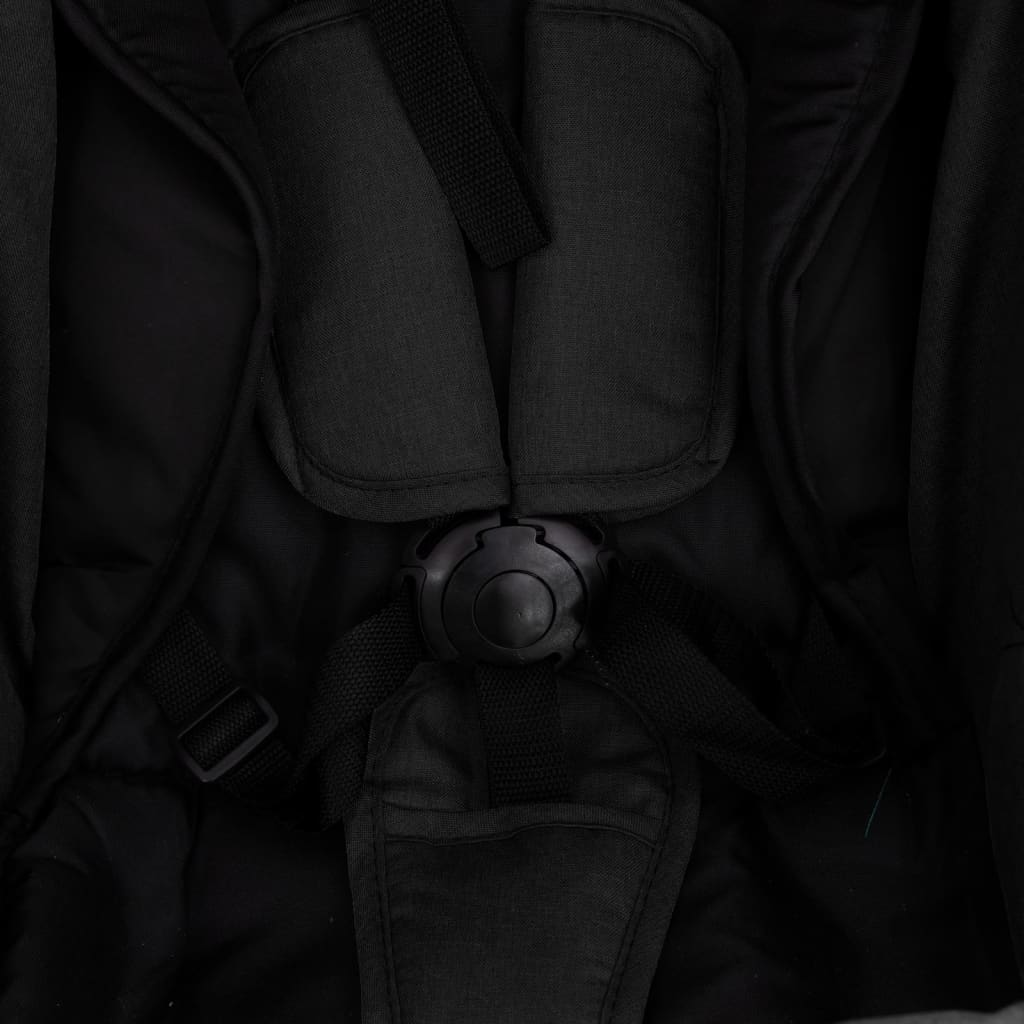vidaXL Carrinho de bebé 3-em-1 aço cinzento-escuro e preto
