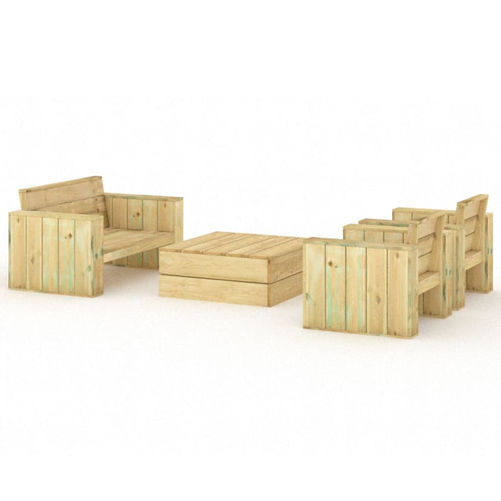 vidaXL 4 pcs conjunto lounge de jardim madeira de pinho impregnada