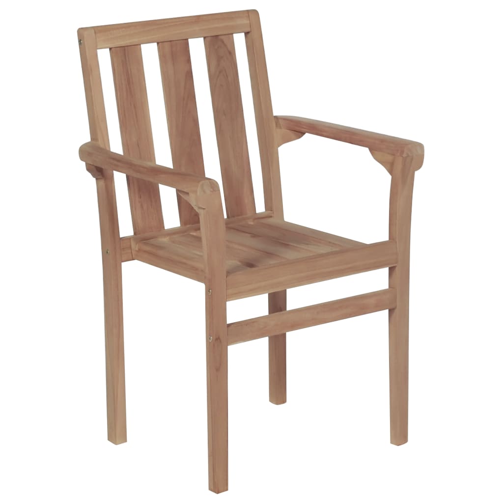 vidaXL Cadeiras de jardim empilháveis 4 pcs madeira de teca maciça