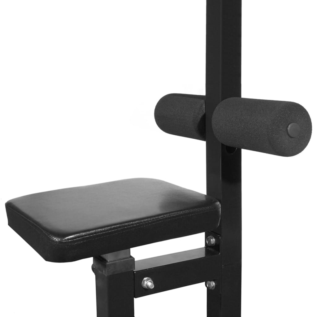 vidaXL Torre de musculação com conjunto barras e halteres 60,5 kg