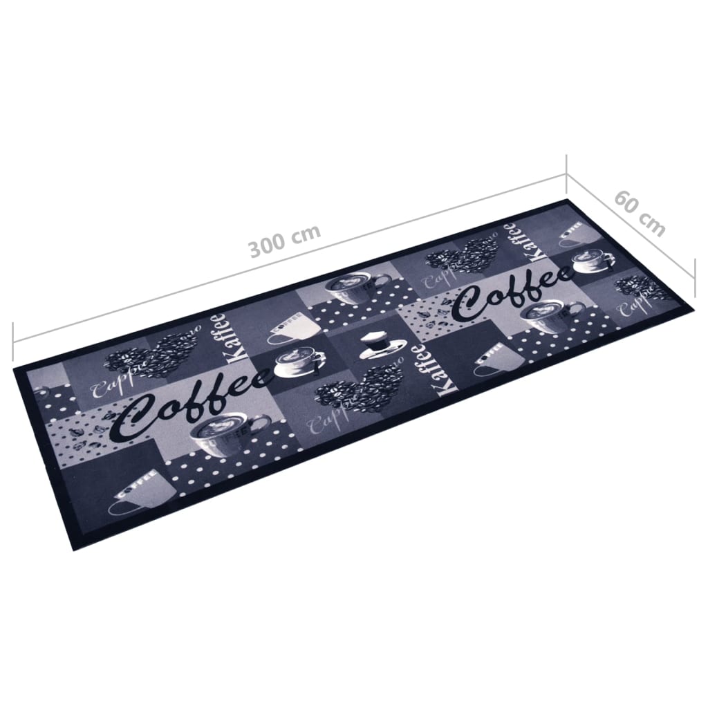 vidaXL Tapete de cozinha lavável com design café 60x300 cm azul
