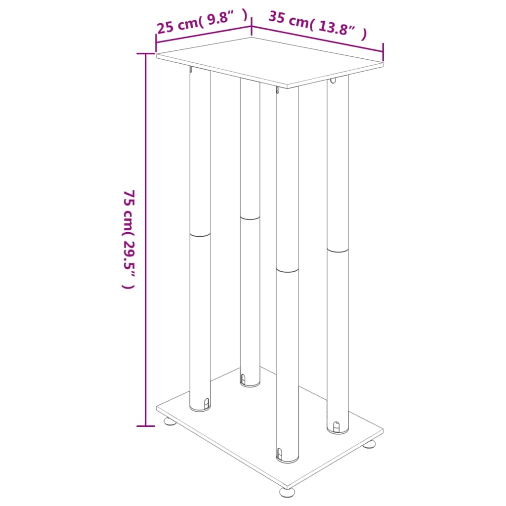 vidaXL Suportes colunas 2pcs vidro temperado design 4 pilares prateado